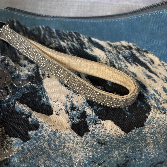 Artistic Blue and Cream Clutch by Jasper and Jeera - Picture 3 of 8